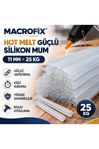 Endüstriyel Hot Melt Silikon Mum 11 Mm 25 Kg Güçlü Yapıştırıcı