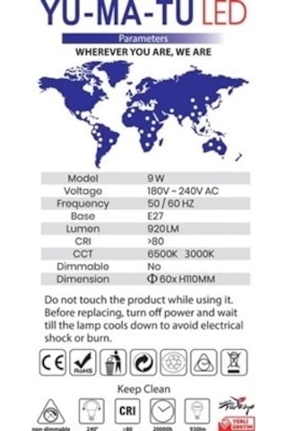 Yumatu 10w Led Ampul E-27 Duylu Beyaz