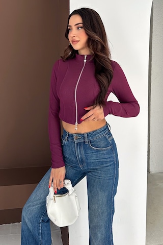 Noa & Noa Kadın Çift Fermuarlı Ribanalı Bluz Burgundy Star bordo