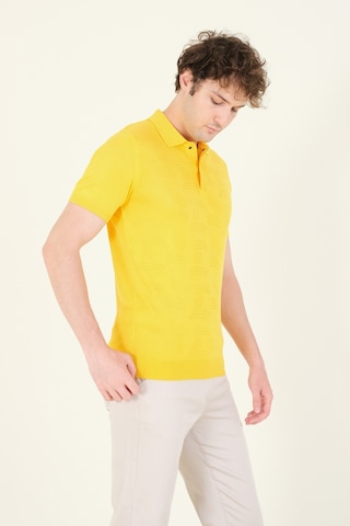 Giyim Dünyası Erkek Çıtçıtlı Desenli Polo Yaka Merserize T-shirt Sarı 001