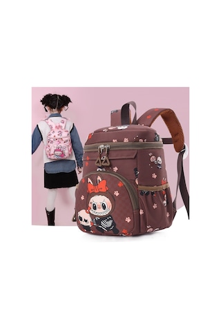 Sevimli Karikatür Büyük Kapasiteli Sırt Çantası - Gri Gri
