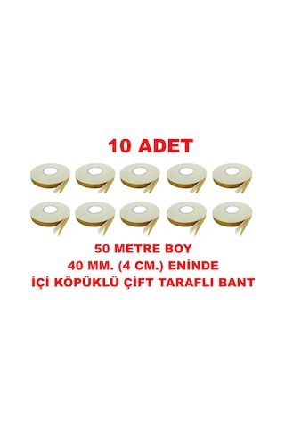 Çift Taraflı İçi Köpüklü Sarı Bant 50 M. Uzunlukta 40 Mm-4 Cm Ebatında 10 Adet