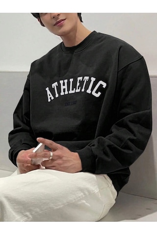 Adrift Dazy Letter Graphic Drop Shoulder Sweatshirt Siyah Siyah