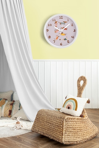 Sevimli Köpekler Modern Duvar Saati - Çocuk Odası Duvar Saati - 42cm - Önü Camlı Beyaz Kasa-jh1118 Beyaz