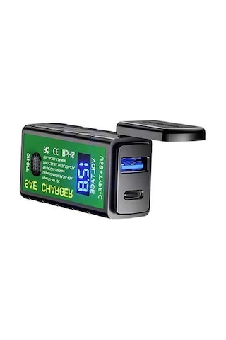 Supermarket1 Motosiklet Usb Şarj Cih. Sae Usb Adaptörü Pd+qc3.0, Su Geçirmez Şarj Cih. Voltmetre, Telefon/tab. İçin