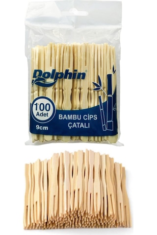 Dolphin Bambu Cips Çatalı 9 Cm 100 Lü Paket Ahşap
