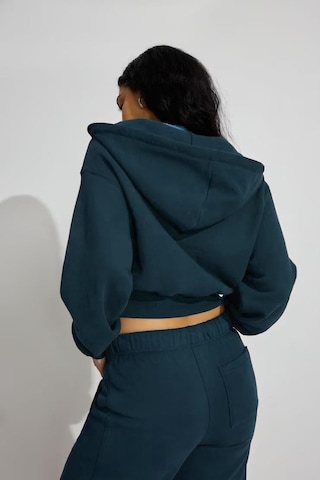 Lacivert Crop Kapşonlu Fermuarlı Kadın Sweatshirt Mg2608 Lacivert