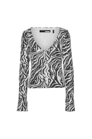 Rotate Zebra Desenli Pullu Uzun Kollu Tişört Beyaz