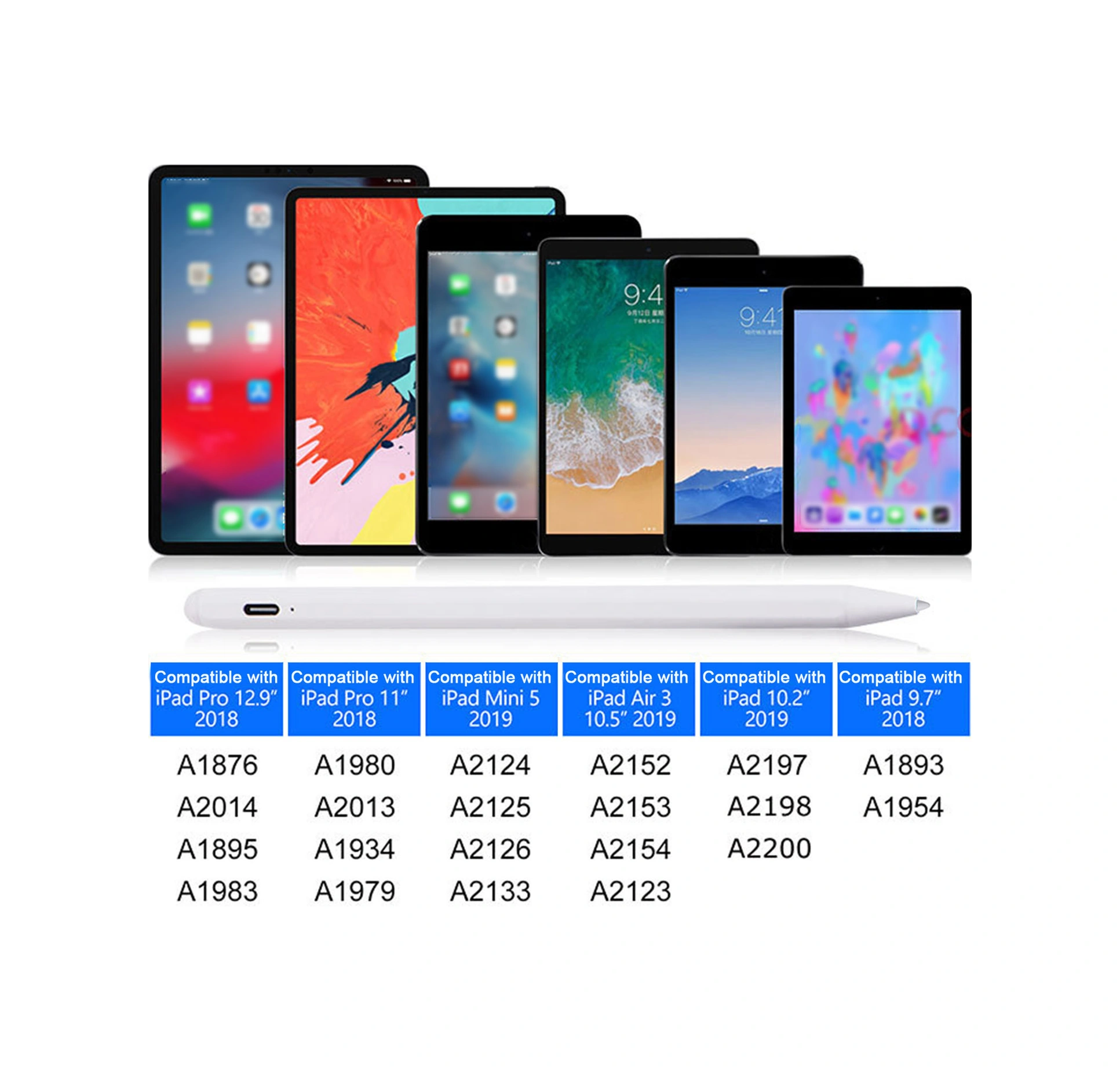 Moveevo K10 Aktif Kapasitif Kalem - İpad'ler İçin Dokunmatik Kalem, Yanlış Dokunmayı Engeller, Abs Malzeme, Beyaz Renk