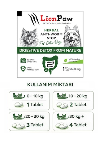 2'li Set Köpek 1-10 Kg Bitkisel İç Dış Parazit Ense Bitkisel Damla Seti - 5 Damla 5 Tablet