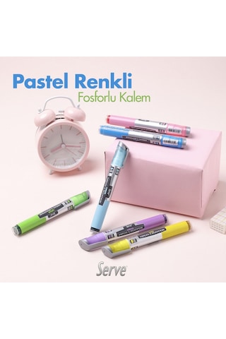 Likit Fosforlu Kalem - Pastel Renkler - 6lı Set Turkuaz