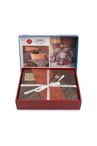 Ranforce Nevresim Cotton Box %100 Ranforce Pamuk Modern Çift Kişilik Konforlu Mevsimlik Nevresim Takımı Kahverengi