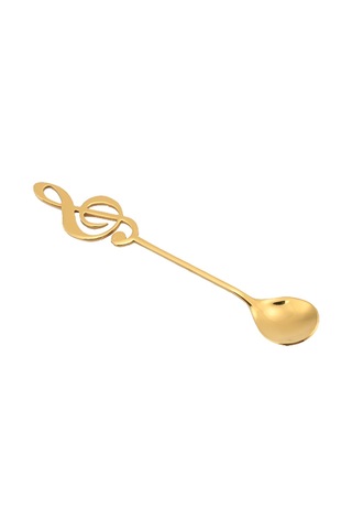 Yaozixa Müzik Notası Desenli 304 Paslanmaz Çelik Kahve Çorbası Tatlı Karıştırıcı Kaşık Altın - Ev Dekor Hediye Altın