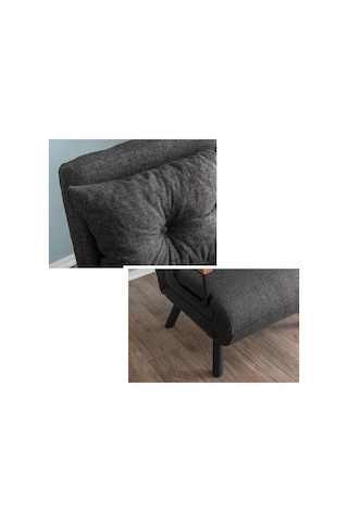 Pafu Sando Tekli Katlanır Yataklı Koltuk Keten Koyu Gri Koyu Gri