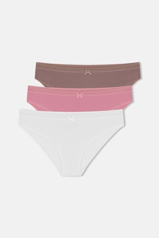 Suwen 3lü Pamuklu Dantelli Slip Külot St005160140 Ekru / Vizon / Pembe