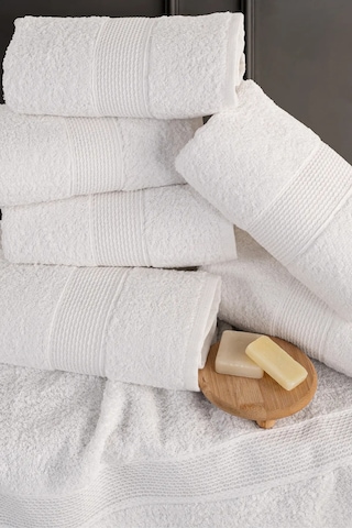 Güvenal Blanc 4'lü Banyo Havlu Seti Havlu Banyo Havlusu I Hamam Seti I Çeyiz Havlusu - Beyaz Gri