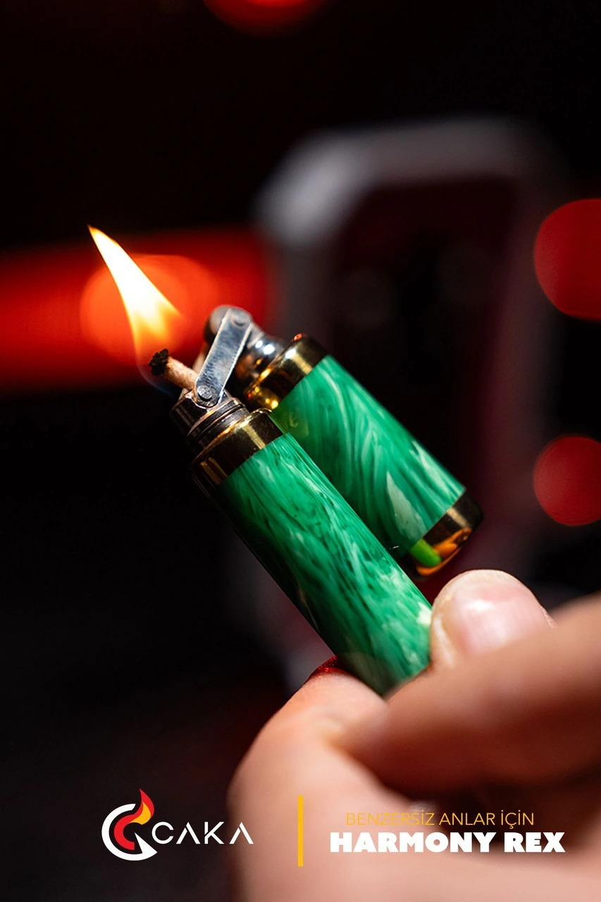 Caka Lighter Harmony Rex Koyu Yeşil Benzinli Çakmak Yeşil