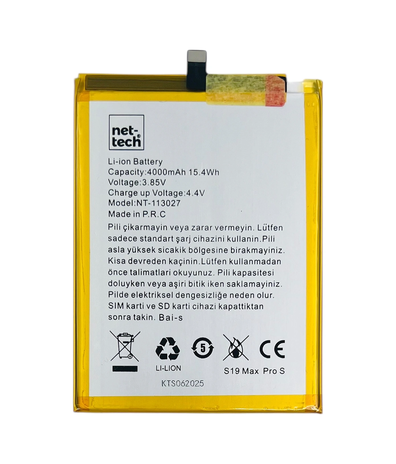 Teknonet Reeder S19 Max Pro S Uyumlu Nettech 4000 Mah Batarya - Siyah