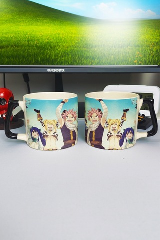 Fairy Tail Anime Baskılı Seramik Lüks Kupa 1 Adet Özel Siyah Kulp Dalga Kulp V4d Çok Renkli
