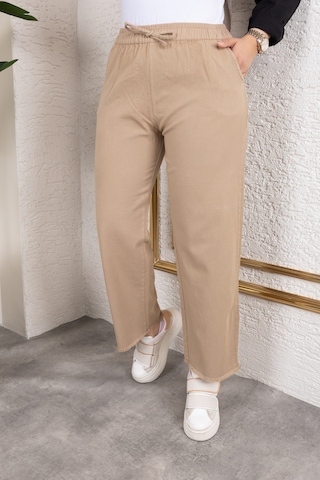 Beli Lastikli Keten Pantolon - Vizon / A0104 Vizon