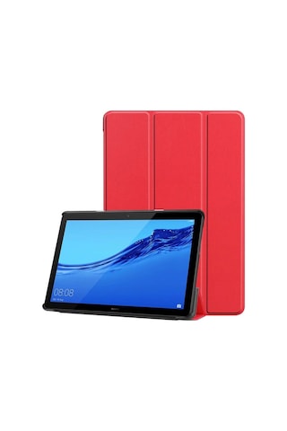 Huawei Mediapad T5 10 Standlı Mıknatıslı Ultra Ince Deri Kılıf-Siyah