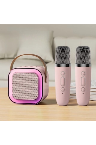 Xıaomı K12 Kablosuz Karaoke Hoparlörü Bluetooth Mikrofon K12 Ev Ktv Karaoke Pink
