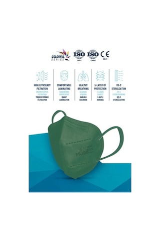 Musk Ffp2 Maske Yeşil Renk 10 Adet