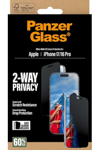Panzerglass Apple Uyumlu iPhone 17 16 Pro Ultra wide Fit Çerçeve Aparatlı 2 Yönlü Gizli hayalet Ekranlı Koruyucu
