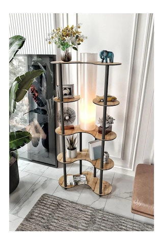 Ravilo Mariposa Dekoratif Raflı Lambader Meşe