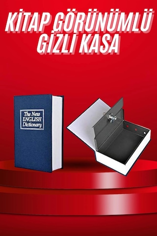 Zenvia Kitap Görünümlü Gizli Kasa Büyük Boy Anahtarlı Kilitli Para Kasası Znv2026