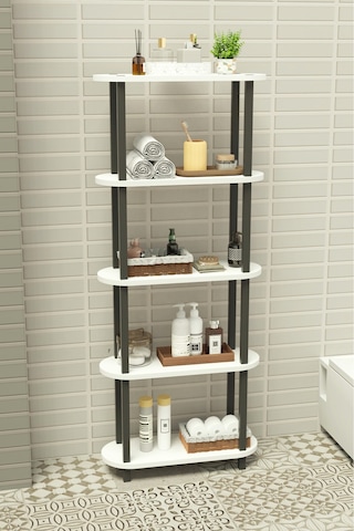 Soft 5 Katlı Banyo Düzenleyici Çok Raflı Banyo Organizeri Çok Amaçlı Banyo Düzenleyici - Beyaz Beyaz