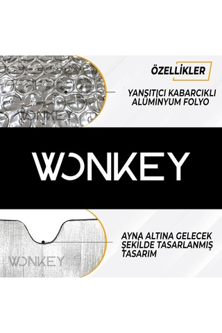 Wonkey - Katlanabilir Metalize Ön Cam Oto Araba Güneşliği, Araç Isı Koruyucu Güneşlik 140x70cm Genel