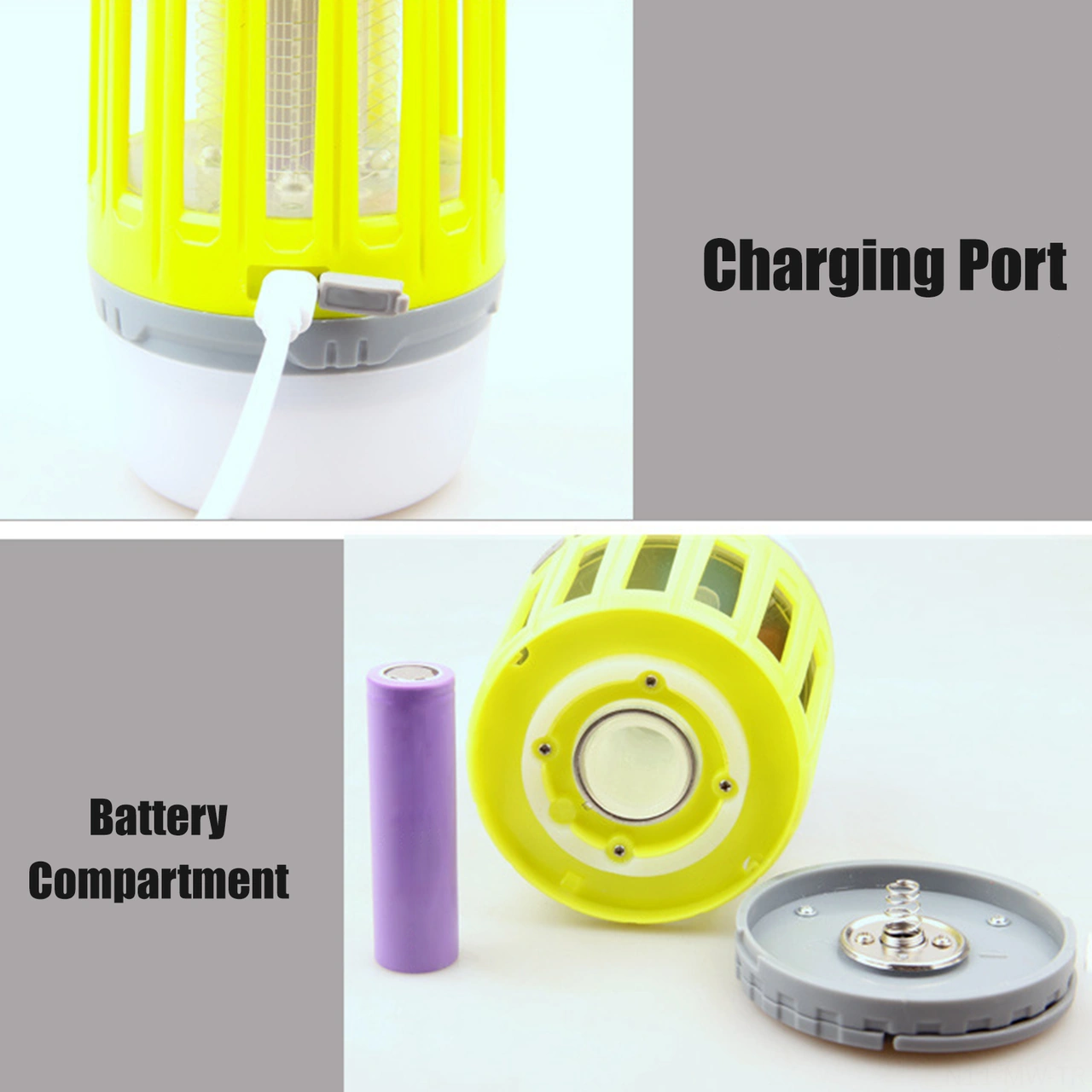 Moveevo Usb Şarjlı Ipx4 Su Geçirmez Led Kamp Işığı + Elektrik Şoku İç/ Dış Mekan Kovucu, Sarı 18650 1200mah Pil