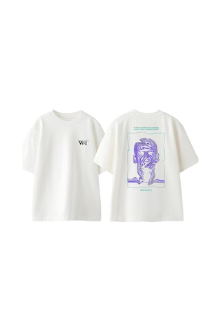 Thewert Malcolm X Tasarım Sırt Baskılı Pamuk Beyaz Oversize T-shirt