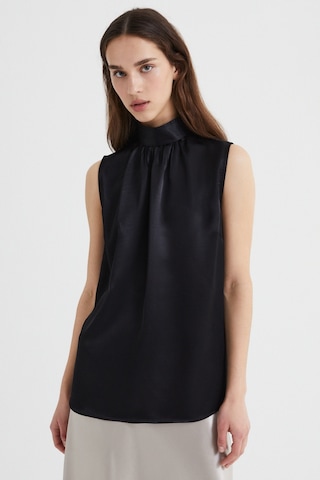 Stella Pulvis Siyah Drape Yaka Kolsuz Saten Bluz 001