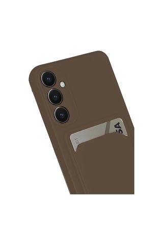 Storeşahin Samsung Uyumlu Galaxy S24 Fe Kılıf Kelvin Kartvizitli Silikon - Kahverengi Shn0720