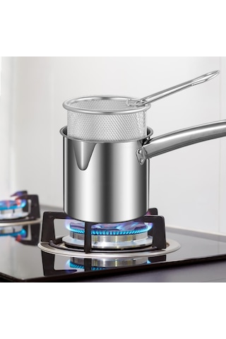 Homyl Fritöz Tencere Net Sepet Kapaklı Üniversal Yağ Stil A