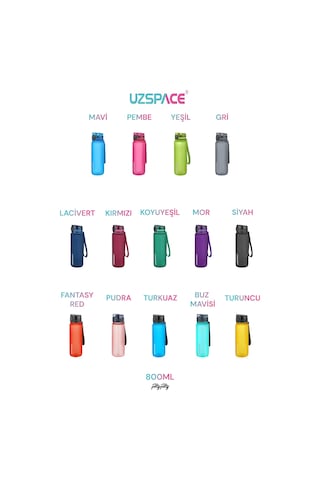 Uzspace 800 ML Yeni Ebat Boy 25 CM Tritan Su Matarası Bpa