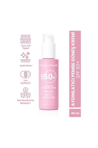 Bade Natural Aydınlatıcı Pembe Güneş Koruyucu Krem 50 Spf 30 Ml