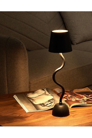 Beliani Siyah Kablosuz Kavisli Led Masa Lambası, Dimmerli, Usb Şarjlı Ve Modern Tasarım Lambader Diğer