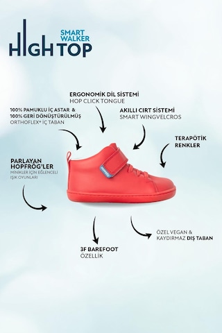 Smart Walker High Top Kırmızı Işık Barefoot Çocuk Bot-kırmızı Işık