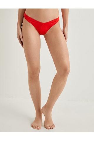 Koton Dokulu Brazilian Bikini Altı Asimetrik Bel Kırmızı 4sak00098mm Kırmızı