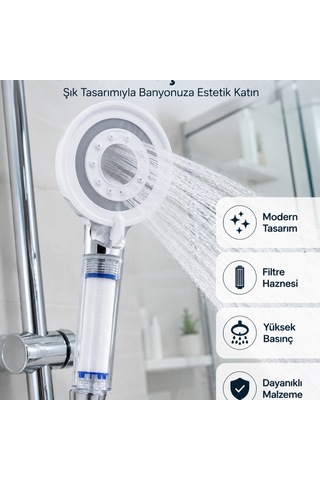 Mineral Taşlı Filtreli Duş Başlığı Güçlü Su Basınçlı Banyo Başlığı Çok Renkli