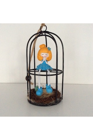 Kafeste Oturan Kız Biblo Mavi 2 Diğer