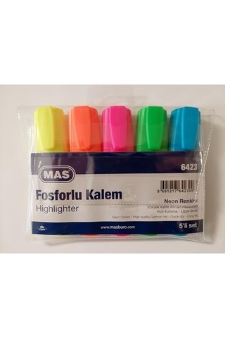Fosforlu Kalem 5&apos Li Plastik Ambalaj -