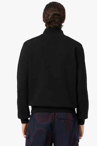 Lacoste Zip-up Fleece Sweatshirt Black Fermuarlı Dik Yaka Pamuklu Erkek Sweatshirt Siyah