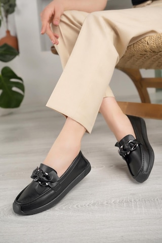 Nesil Shoes Ceylan 57 Siyah Zincir Tokalı Kadın Ayakkabı-siyah Siyah