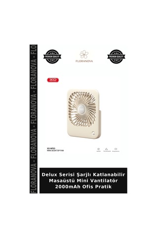 Delux Serisi Şarjlı Katlanabilir Masaüstü Mini Vantilatör 2000mah Ofis Pratik