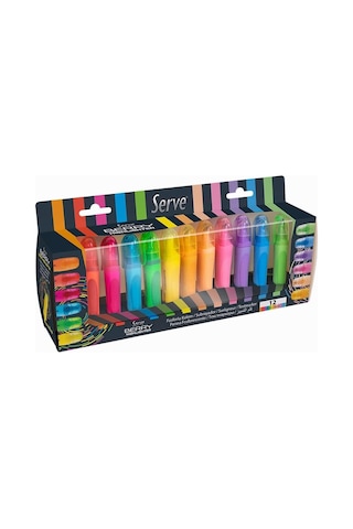 Serve Berry Fosforlu Kalem 12 Renkli Set Sv-Brfk12Ktfrps Çok Renkli