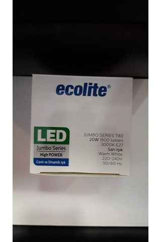 Ecolite 20W E27 Gün Işığı Sarı Işık Jumbo Led Ampul
